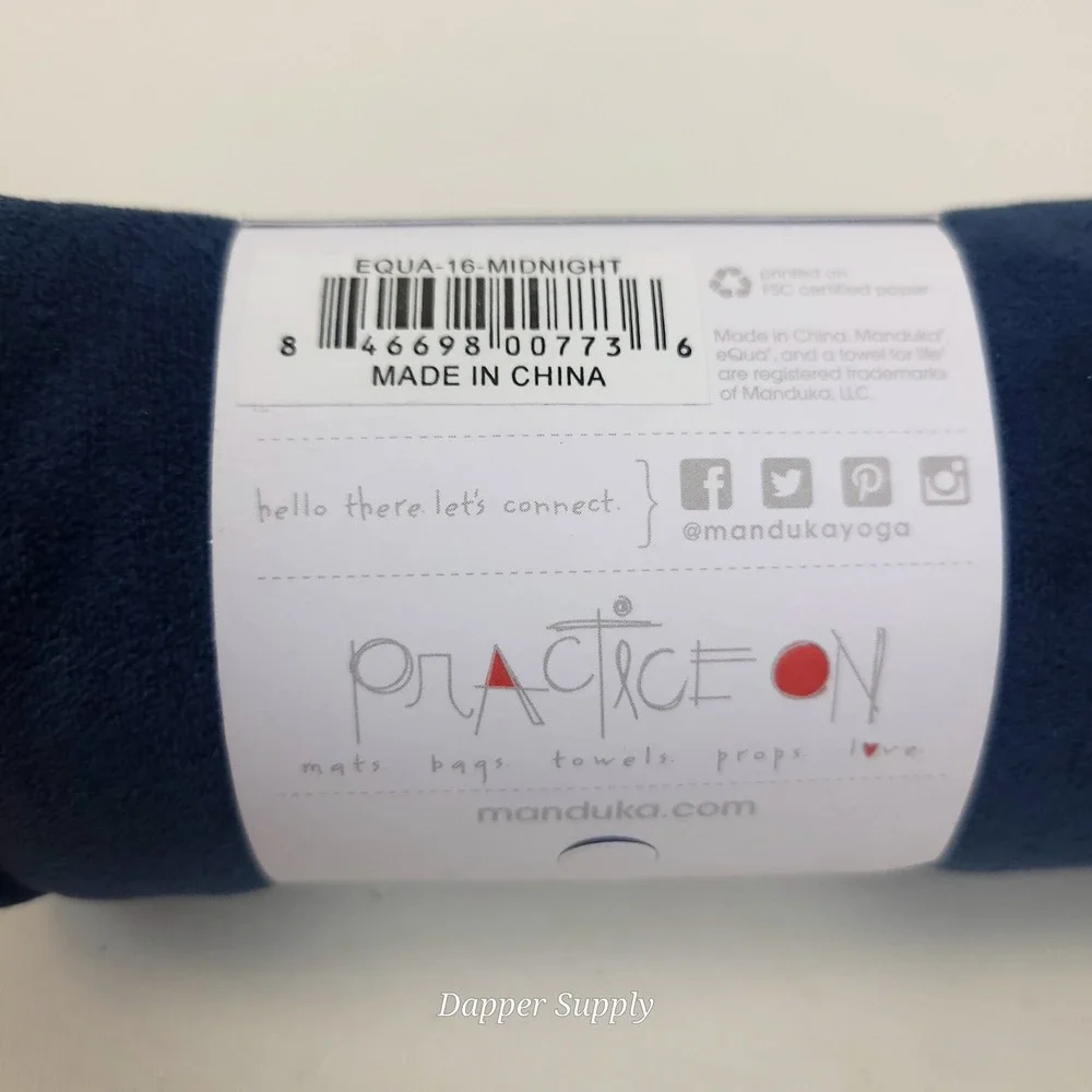 Manduka eQua Yoga‎ Hand Towel Midnight Blue Microfiber 26.5x16